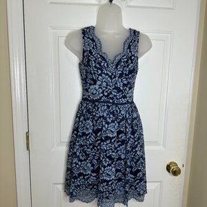 Altar'd State Navy Blue Lace Floral Dress